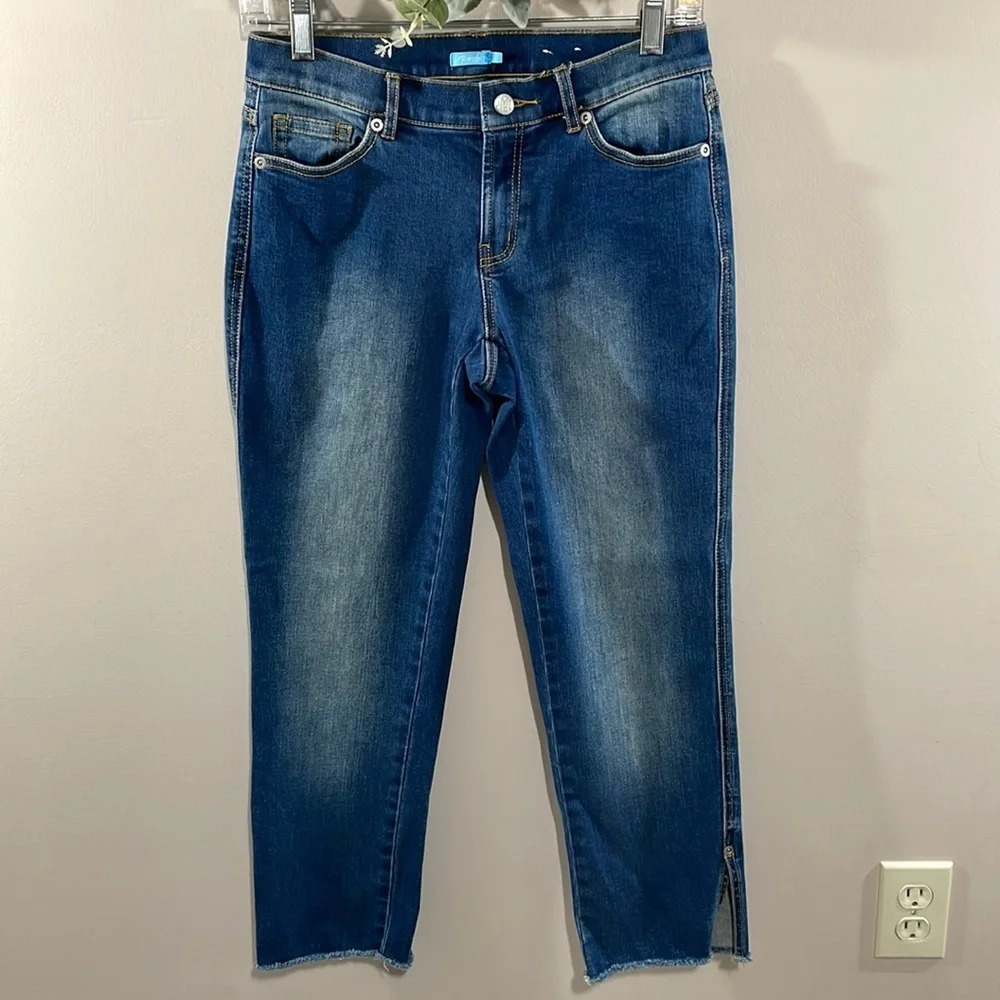 NWOT J. McLaughlin Teagan Straight Leg Side Slits Denim Jeans 2
